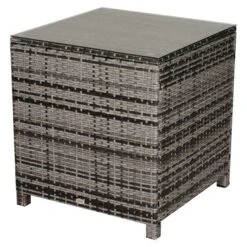 OUTSUNNY Rattan Garden Table Grey