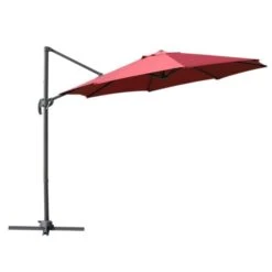 OUTSUNNY Cantilever Parasol 360 Rotation Red 3m 12 OUTSUNNY Cantilever Parasol 360 Rotation Red 3m -GardenChic Elegant Shop 1 1 117 56