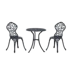 OUTSUNNY Bistro Set Aluminium Black 2 Seater -GardenChic Elegant Shop 1 1 124