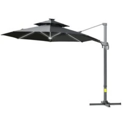 OUTSUNNY Cantilever Garden Parasol Aluminium Dark Grey 3m -GardenChic Elegant Shop 1 1 157