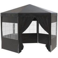 OUTSUNNY Garden Gazebo Metal Black 4m -GardenChic Elegant Shop 1 1 169