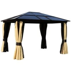 OUTSUNNY Garden Gazebo Steel Beige 3.5m -GardenChic Elegant Shop 1 1 173