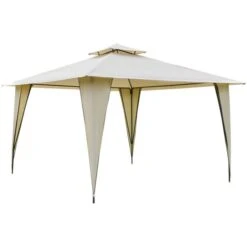 OUTSUNNY Heavy Duty Garden Gazebo Steel Beige 3.5m -GardenChic Elegant Shop 1 1 176