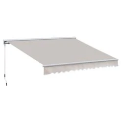 OUTSUNNY Retractable Awning Metal Cream White 2.5m -GardenChic Elegant Shop 1 1 180