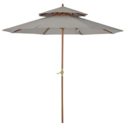 OUTSUNNY Garden Parasol Wooden Grey 2.7m 13 OUTSUNNY Garden Parasol Wooden Grey 2.7m -GardenChic Elegant Shop 1 1 200