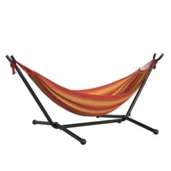 OUTSUNNY Hammock With Metal Stand Red Stripe 277 X 121cm 13 OUTSUNNY Hammock With Metal Stand Red Stripe 277 X 121cm -GardenChic Elegant Shop 1 1 200 2