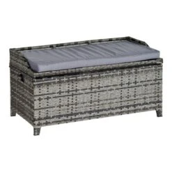 OUTSUNNY Rattan Storage Bench Grey -GardenChic Elegant Shop 1 1 223