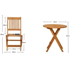 York Round Bistro Set With Folding Chairs 2 Seater -GardenChic Elegant Shop 110251 dimension 5