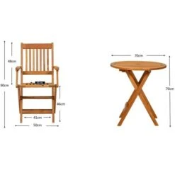 York Round Bistro Set With Folding Armchairs 2 Seater -GardenChic Elegant Shop 110253 dimension 5