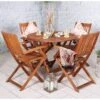 Manhattan Round Dining Set With Folding Armchairs 4 Seater