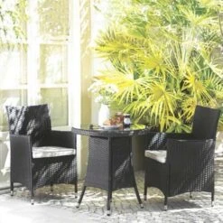 Cannes Ebony Black Fixed Bistro Set