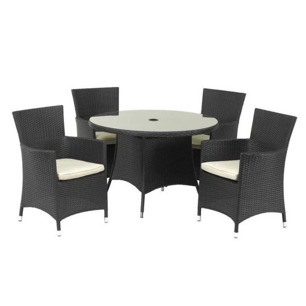 Cannes Black 4 Seater Round Dining Set 4 Cannes Black 4 Seater Round Dining Set - Image 2