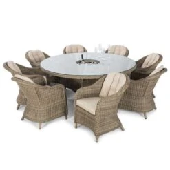 Maze Winchester 8 Seat Round Dining Set With Heritage Chairs, Ice Bucket & Lazy Susan -GardenChic Elegant Shop 1521631310 80881300