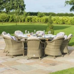 Maze Winchester 8 Seat Round Dining Set With Heritage Chairs, Ice Bucket & Lazy Susan -GardenChic Elegant Shop 1521631321 23584600