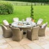 Maze Winchester 8 Seat Round Dining Set With Venice Chairs, Ice Bucket & Lazy Susan -GardenChic Elegant Shop 1521645602 75726800