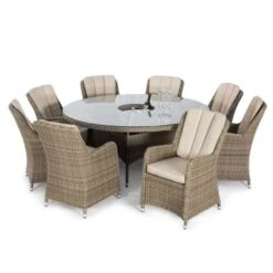 Maze Winchester 8 Seat Round Dining Set With Venice Chairs, Ice Bucket & Lazy Susan -GardenChic Elegant Shop 1521645612 16239800