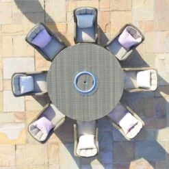 Maze Winchester 8 Seat Round Dining Set With Venice Chairs, Ice Bucket & Lazy Susan -GardenChic Elegant Shop 1521645649 45758300