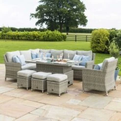 Maze Oxford Corner Dining Set With Armchair Rising Table And Ice Bucket