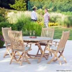 Roble Bengal 1.3m Folding Round Dining Set