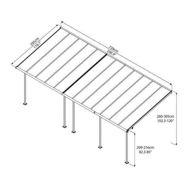 Sierra 3m X 7.3m Grey Patio Cover 4 Sierra 3m X 7.3m Grey Patio Cover - Image 2