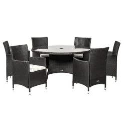 Cannes Black 6 Seater Round Dining Set