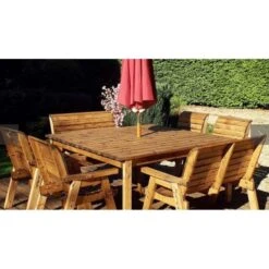8 Seater Square Table Set With Benches 8 8 Seater Square Table Set With Benches -GardenChic Elegant Shop 1606813712 30354300