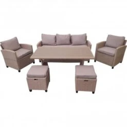 Albany Rattan Sofa Dining Set Oatmeal 7 Seat -GardenChic Elegant Shop 1619538802 71733800