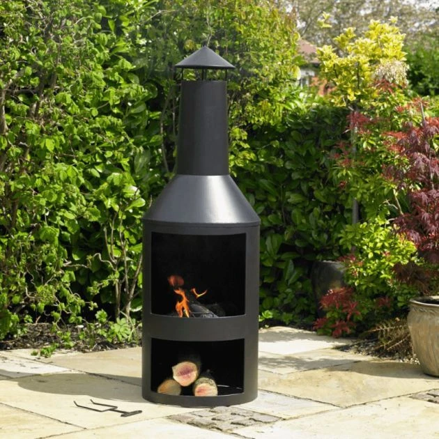 Log Burner Chimenea With Integrated Log Store Metal 3 Log Burner Chimenea With Integrated Log Store Metal