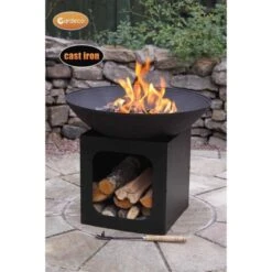 Isla Cast Iron Fire Bowl With Log Store