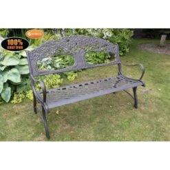 100% Cast Iron Bench With Tree -GardenChic Elegant Shop 1636018825 16910800