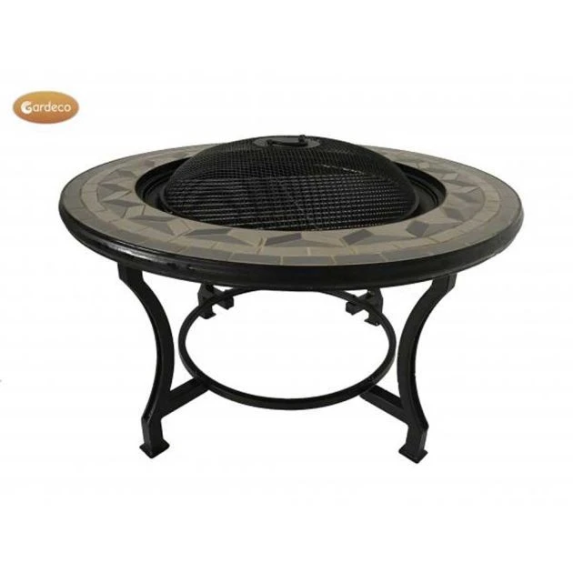 Tile Mosaic Fire Bowl Table Inc BBQ Grill And Matching Closing Lid 3 Tile Mosaic Fire Bowl Table Inc BBQ Grill And Matching Closing Lid