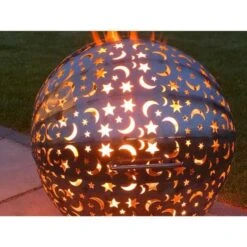 60cm Welded Stainless FirePit Moon & Stars Globe FireBall -GardenChic Elegant Shop 1638369544 97491200
