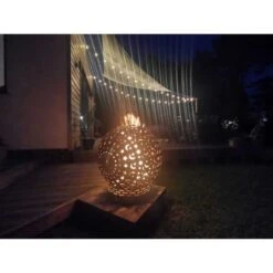 60cm Welded Stainless FirePit Moon & Stars Globe FireBall -GardenChic Elegant Shop 1638369548 87466000
