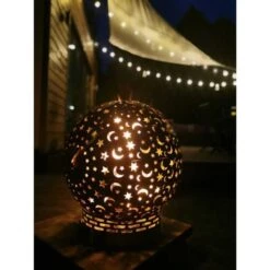 60cm Welded Stainless FirePit Moon & Stars Globe FireBall