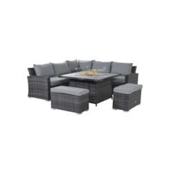 Maze Kingston Corner Deluxe Corner Dining Set With FirePit Table Grey -GardenChic Elegant Shop 1643643644 31328200 1