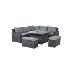 Maze Kingston Corner Deluxe Corner Dining Set With FirePit Table Grey -GardenChic Elegant Shop 1643643645 62450600 1