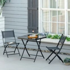 OUTSUNNY Bistro Set Black 2 Seater