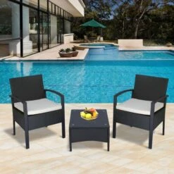 OUTSUNNY Rattan Bistro Set Black 2 Seater