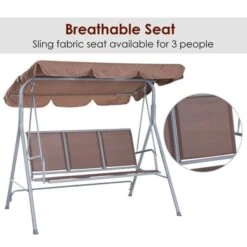 OUTSUNNY Swing Chair Brown 3 Seater -GardenChic Elegant Shop 1653569927 10888400 be8mmawbkvqzg4xy
