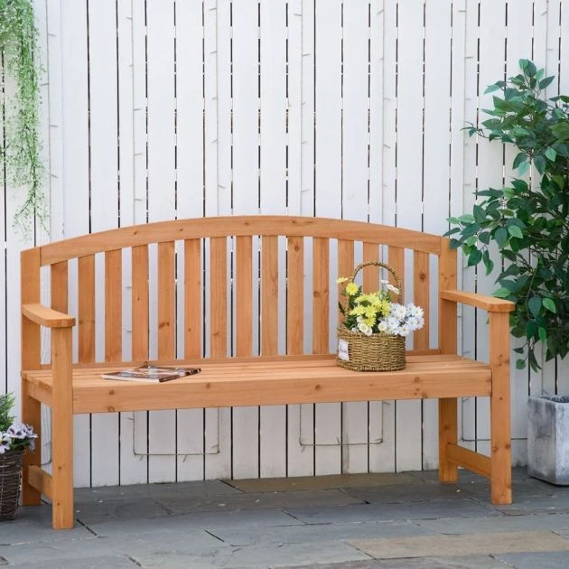 OUTSUNNY Garden Bench Wooden Orange 3 Seater 3 OUTSUNNY Garden Bench Wooden Orange 3 Seater