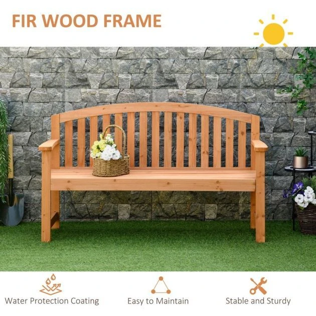 OUTSUNNY Garden Bench Wooden Orange 3 Seater 7 OUTSUNNY Garden Bench Wooden Orange 3 Seater - Image 5