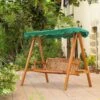 OUTSUNNY Garden Swing Bench Wooden Green 3 Seater