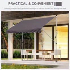 OUTSUNNY Adjustable Frame Awning Aluminium Grey 1.5m -GardenChic Elegant Shop 1653571179 08743100 itkmdaldw3f2q2bt