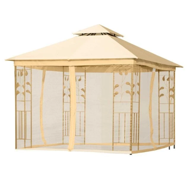 OUTSUNNY Coimbra Garden Gazebo Steel Beige 3m 5 OUTSUNNY Coimbra Garden Gazebo Steel Beige 3m - Image 3