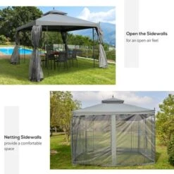 OUTSUNNY Braga Garden Gazebo Steel Grey 3m -GardenChic Elegant Shop 1653572731 66893000 bkokvj8imsxj2lvi