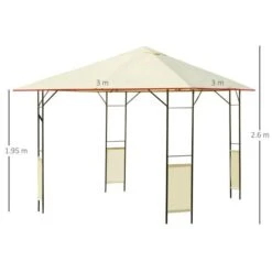 OUTSUNNY Garden Gazebo Steel Black/Cream White 3m -GardenChic Elegant Shop 1653573109 15763800 khv9fak3x2k5lur9