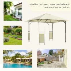 OUTSUNNY Garden Gazebo Steel Black/Cream White 3m -GardenChic Elegant Shop 1653573113 23571600 pnobeuypkeo69gk3
