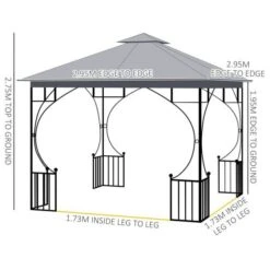 OUTSUNNY Garden Gazebo Metal Light Grey 3m -GardenChic Elegant Shop 1653573261 06382300 aioaykilfllwwemx