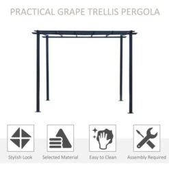 OUTSUNNY Garden Pergola Metal Black 3m -GardenChic Elegant Shop 1653573483 15112500 bru9dks7i263cjsn