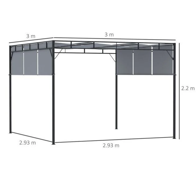 OUTSUNNY Freestanding Canopy Steel Grey 3m 4 OUTSUNNY Freestanding Canopy Steel Grey 3m - Image 2